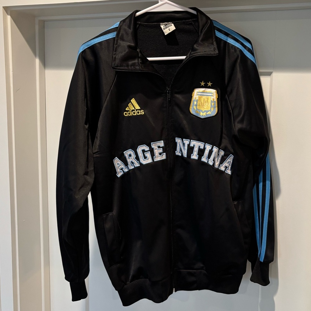 Argentina Adidas Inspired Black Jacket with Blue Stripes